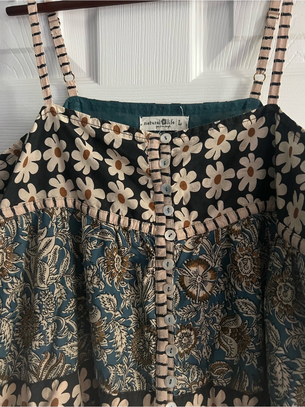 Natural Life Tiered Maxi Dress in Teal, Black, Cream - Picture 2 of 3